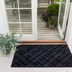 Tica Copenhagen Smudsmtte m. Lines - Sort/Gr - 67x120cm.