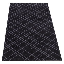 Tica Copenhagen Smudsmtte m. Lines - Sort/Gr - 67x150cm