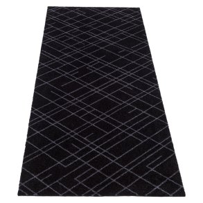 Tica Copenhagen Smudsmtte m. Lines - Sort/Gr - 67x200cm