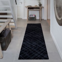 Tica Copenhagen Smudsmtte m. Lines - Sort/Gr - 67x250cm