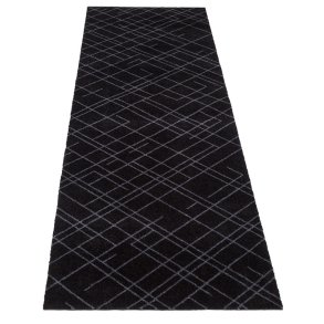 Tica Copenhagen Smudsmtte m. Lines - Sort/Gr - 67x250cm