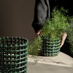 Ferm Livning Ceramic Basket Large Emerald Green