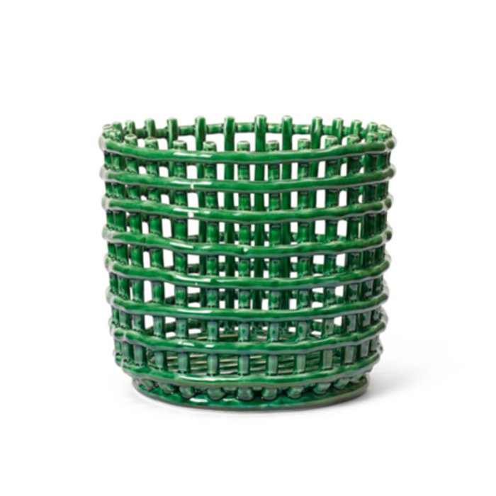 Ferm Livning Ceramic Basket Large Emerald Green