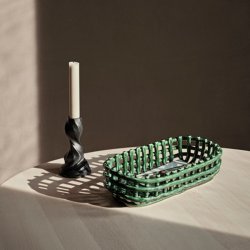 Ferm Living Ceramic Basket Oval Emerald Green