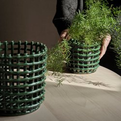 Ferm Living Ceramic Basket  Small  Emerald Green