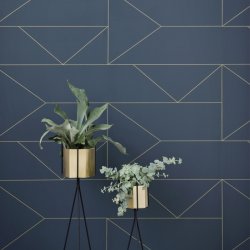 Ferm Living Tapet - Lines - Mrkebl