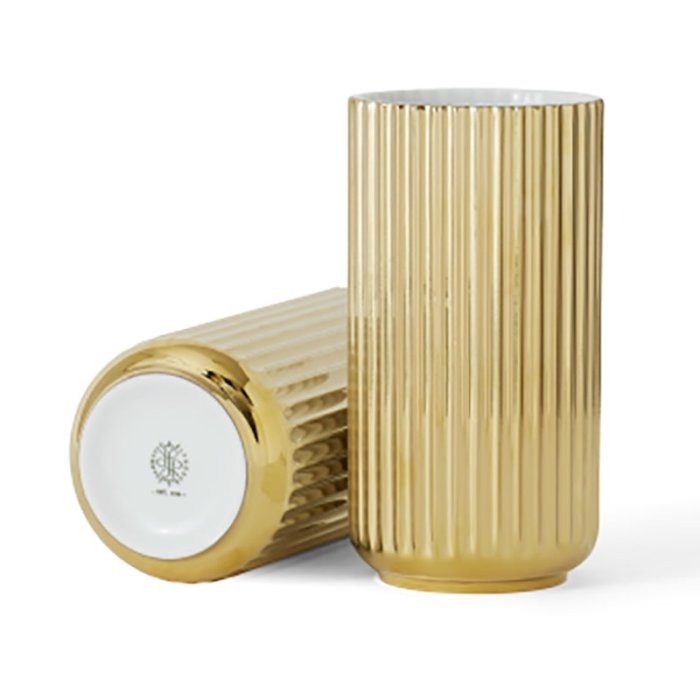 Lyngby Porceln Vase - Guld - 20 cm