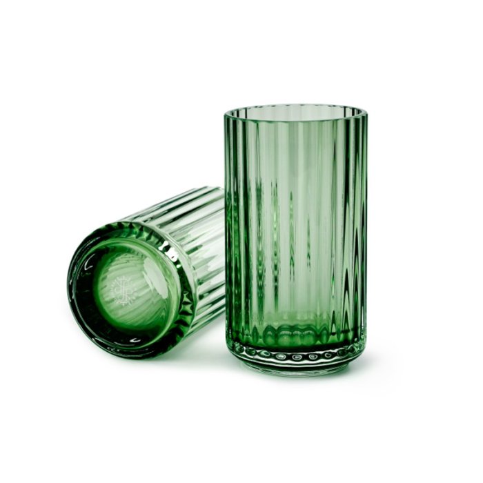Lyngby Porcelæn Glas Vase - Grøn - 12 cm