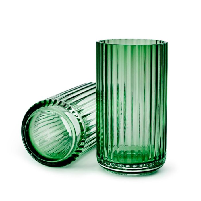 Lyngby Porcelæn Glas Vase - Grøn - 20 cm