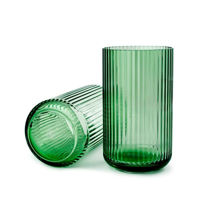 Lyngby Porcelæn Glas Vase - Grøn - 25 cm
