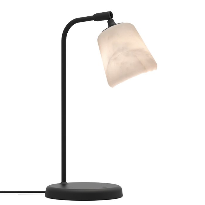 New Works Material Bordlampe - Hvid Marmor u/ Hvid Inderskrm