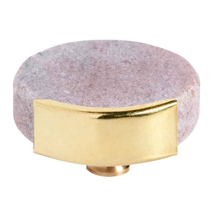 Nordal Knob Marmor Knage - Rund - Messing/Rosa Marmor