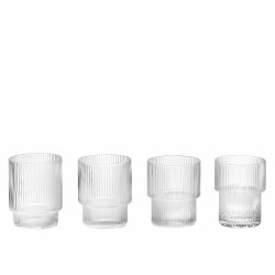 Ferm Living Ripple Glas - Klar - 4 stk.