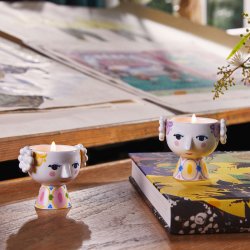 Bjrn Wiinblad Eva Fyrfadsstage Gul/Lavendel 2 stk.