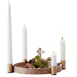 Applicata LUNA Lysestage m. bakke - Eg, Messing - Lille