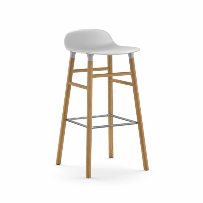 Normann Copenhagen Form Barstol 75 cm. - Egetr - Hvid