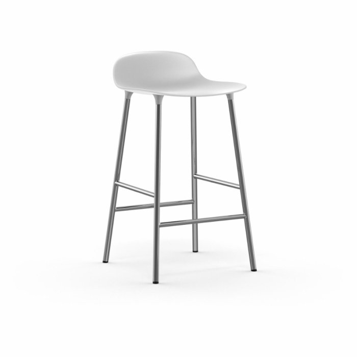 Normann Copenhagen Form Barstol 65 cm. - Krom - Hvid