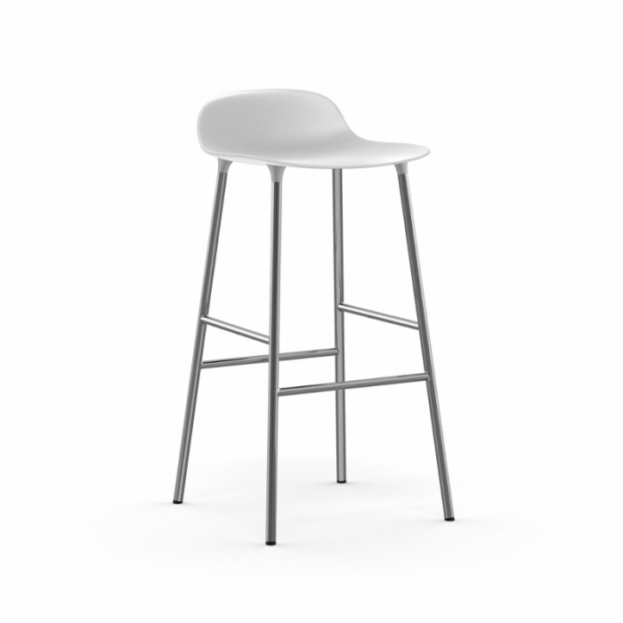 Normann Copenhagen Form Barstol 75 cm. - Krom - Hvid