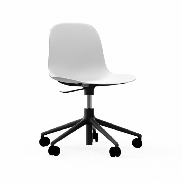 Normann Copenhagen Form Chair Swivel Med Hjul - Alu Sort - Hvid