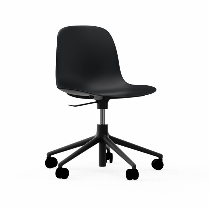 Normann Copenhagen Form Chair Swivel Med Hjul - Alu Sort - Sort