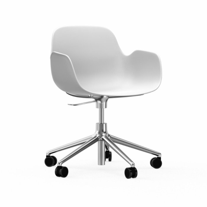 Normann Copenhagen Form Armchair Swivel Med Hjul - Alu - Hvid