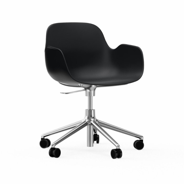 Normann Copenhagen Form Armchair Swivel Med Hjul - Alu - Sort