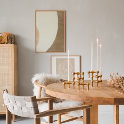 Stoff Nagel Lysestage - Messing - 3 stk