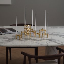 Stoff Nagel Lysestage - Messing - 3 stk