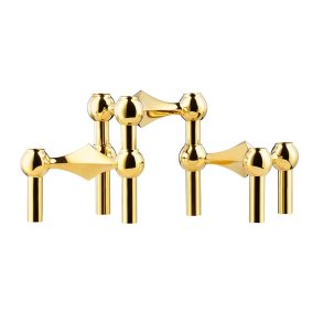 Stoff Nagel Lysestage - Messing - 3 stk