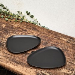 LindDNA Curve Stoneware - Lille Tallerken - Sort
