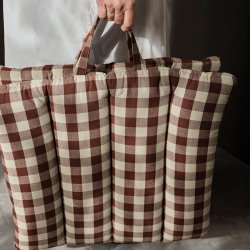 Ferm Living Bothy Check foldemadras - Cinnamon/Green