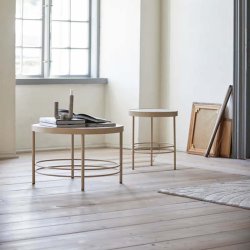 Nordal Jungo Rundt Sofabord i Metal / Marmor, Sand