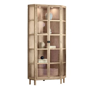 Aakjaer Furniture Angulus Hjrne Vitrineskab Hvidolieret Eg/Krom Greb