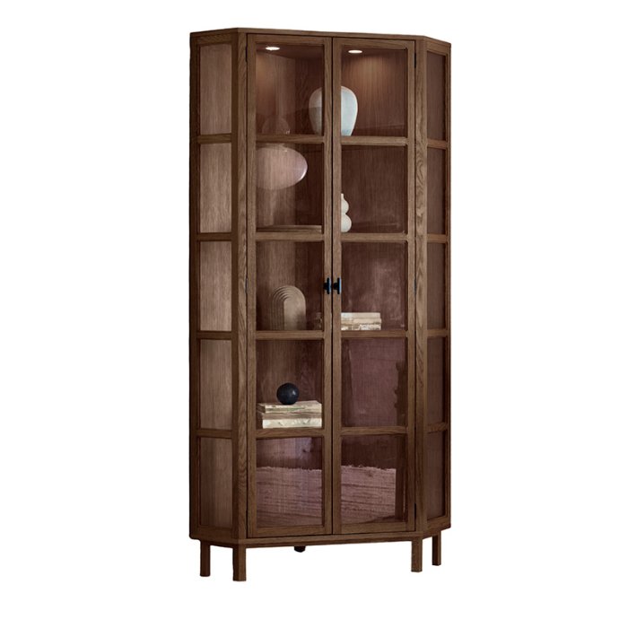 Aakjaer Furniture Angulus Hjrne Vitrineskab Rgbejdset Eg/Sort Greb