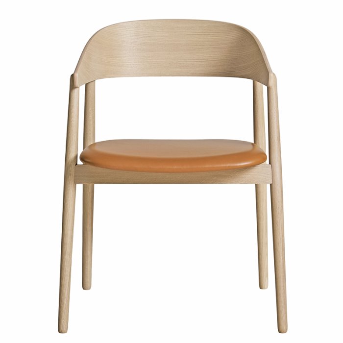 Andersen Furniture AC2 Stol - Hvidpigmenteret Matlakeret Eg/Cognac Lder