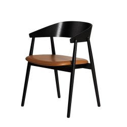 Andersen Furniture AC2 Stol - Sortlakeret Eg/Cognac Lder