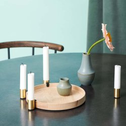 Applicata LUNA Lysestage m. bakke - Eg, Messing - Lille