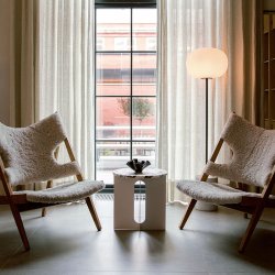 Audo Copenhagen JWDA Gulvlampe Travertin/Brstet Messing