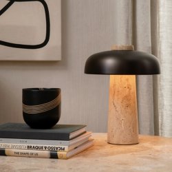 Audo Copenhagen Reverse Bordlampe Travertin/Bronze