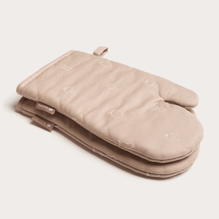 Brainchild Ovnhandske m/ Designikoner Beige/Hvid 1 stk.