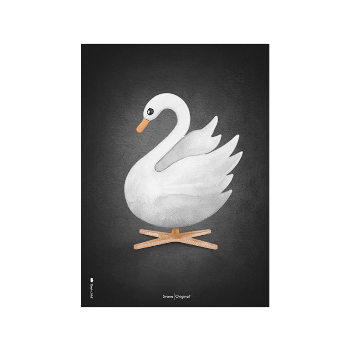Brainchild Plakat Akvarel Svane/Sort Baggrund 30x40 cm