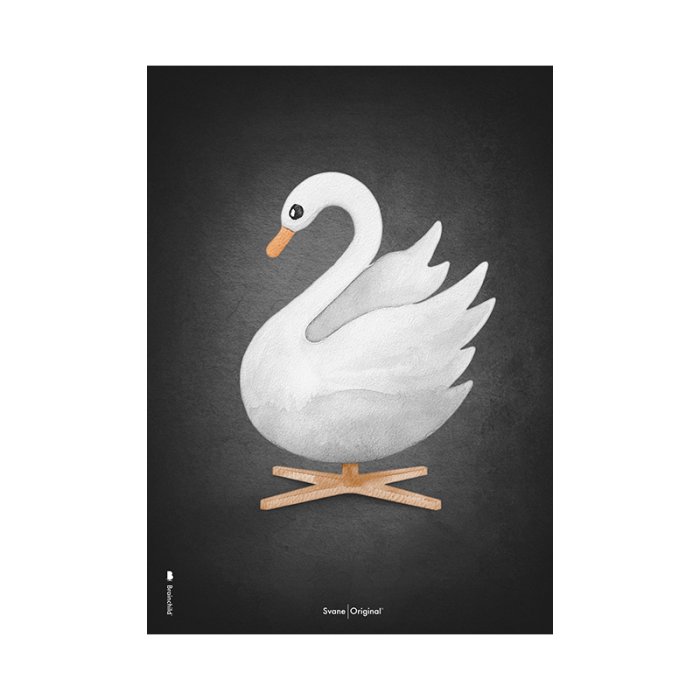 Brainchild Plakat Akvarel Svane/Sort Baggrund 50x70 cm