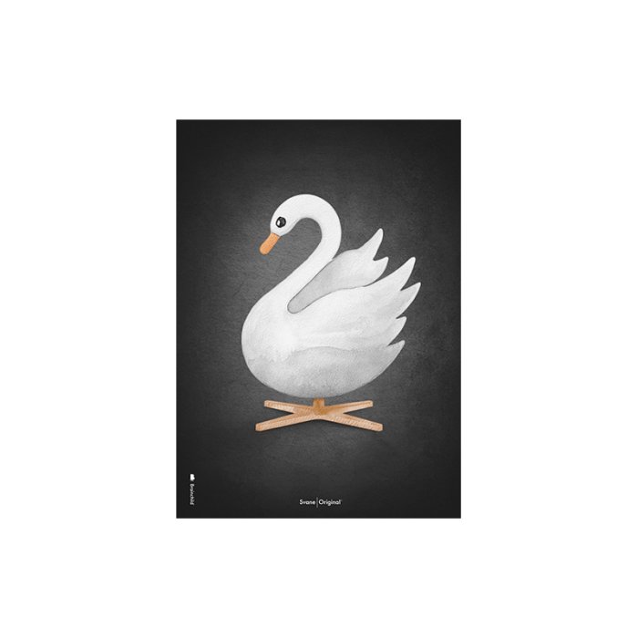 Brainchild Plakat Akvarel Svane/Sort Baggrund A5
