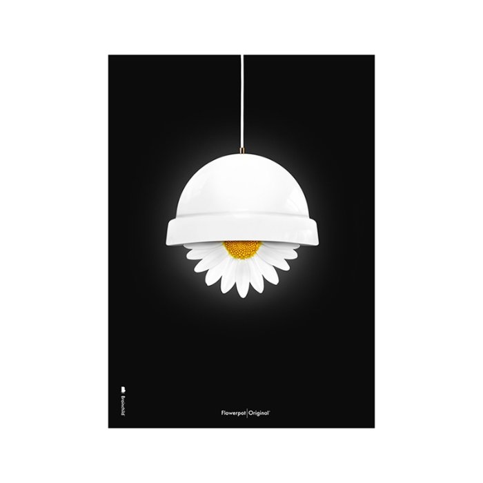 Brainchild Plakat - Hvid Flowerpot/Sort Baggrund - 50x70 cm