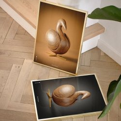 Brainchild Plakat - Svane Figuren/Brun Baggrund - 30x40 cm