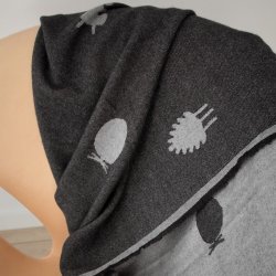 Brainchild Plaid med Designikoner - Mrkegr/Gr