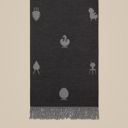 Brainchild Plaid med Designikoner - Mrkegr/Gr