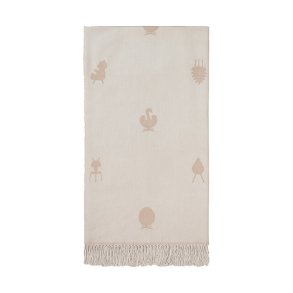 Brainchild Plaid med Designikoner - Sandfarvet/Rhvid