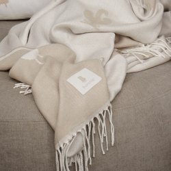 Brainchild Plaid med Designikoner - Sandfarvet/Rhvid