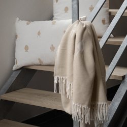 Brainchild Plaid med Designikoner - Sandfarvet/Rhvid